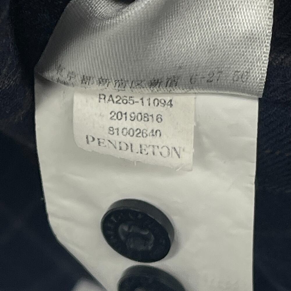 PENDLETON Shirt Mens S Virgin Wool Plaid Flannel Fitted Utility Button Up Blue - Picture 9 of 12